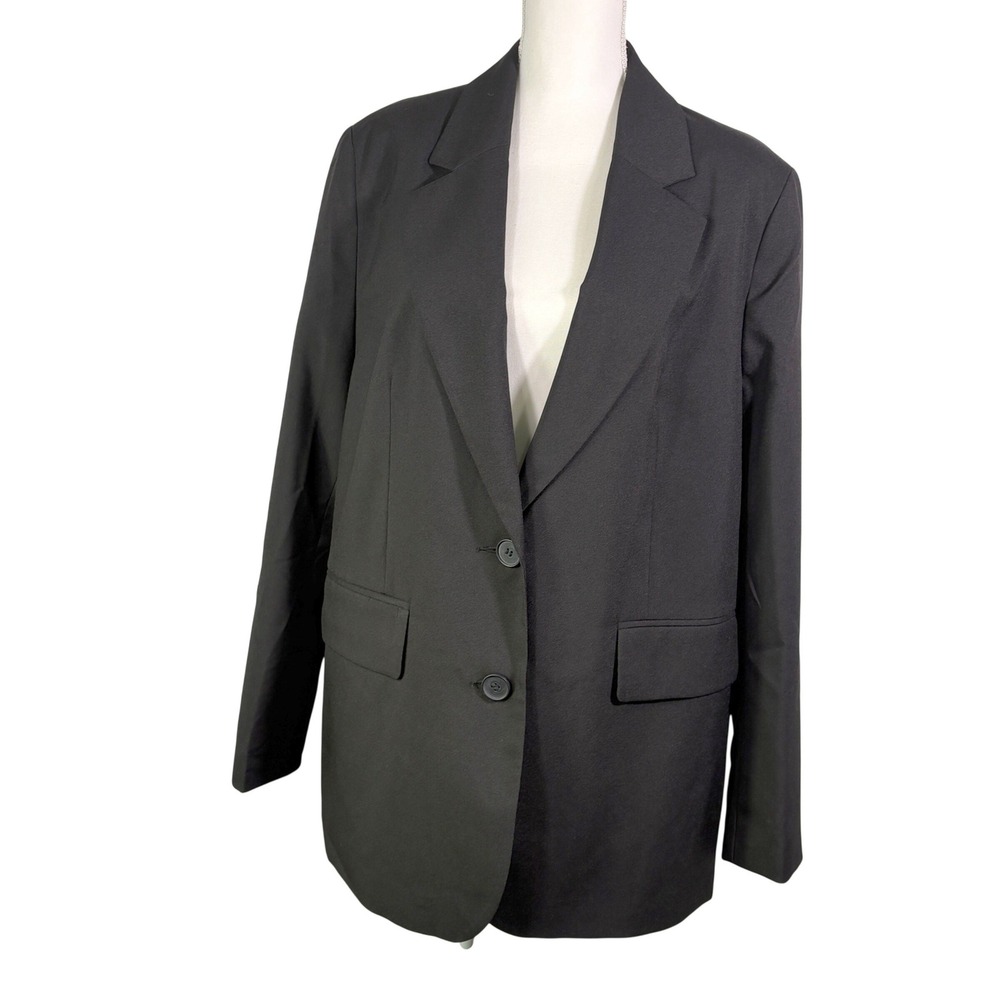 NWT Topshop Nordstroms Black Blazer Womens US 12 Oversized Boxy Two Button Lined